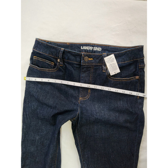 Lands' End Women Dark Denim Mid Rise Straight Jeans Sz 8 - Picture 8 of 14